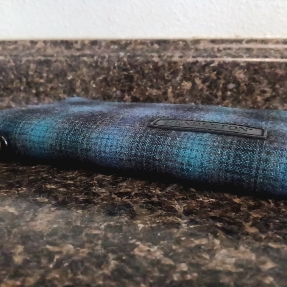 Pendelton Black Blue Plaid Wool Zip Around Clutch Wristlet Wallet-7 1/4x4.5 - Picture 5 of 7